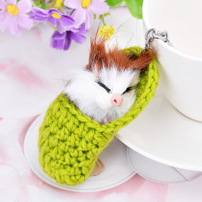 Wholesale Sleep Mouse Hair Ball Pendant Plush Keychains
